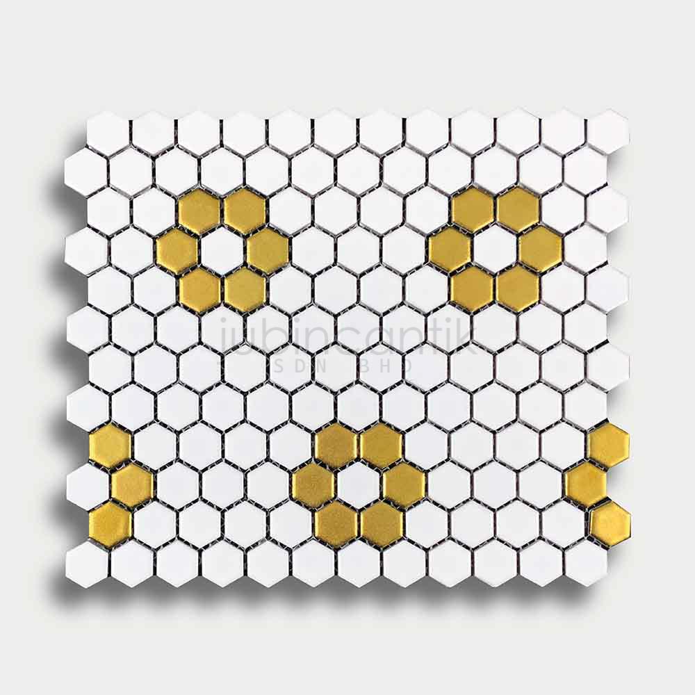 HEX FLORAL GOLD & WHITE - MOSAIC