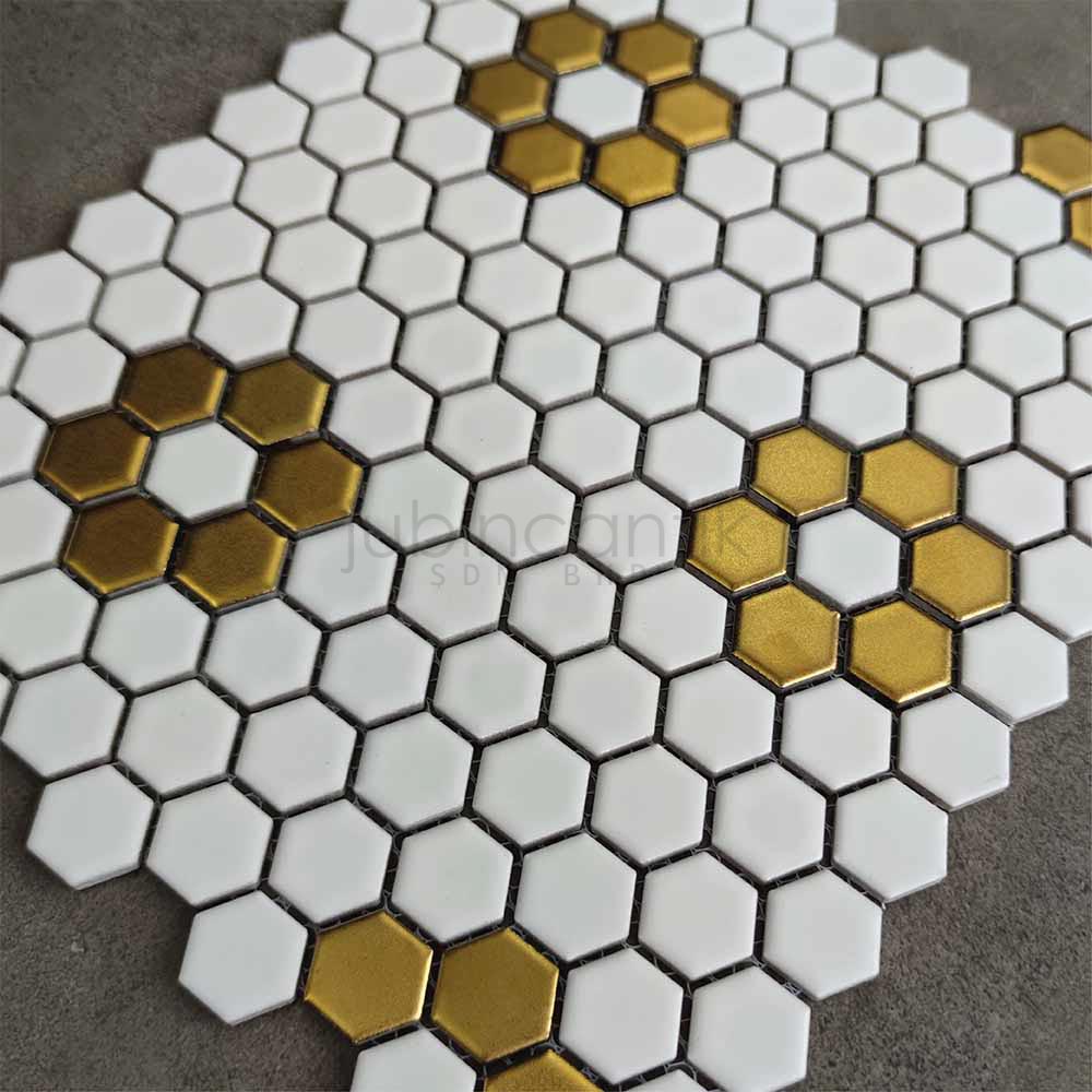 HEX FLORAL GOLD & WHITE - MOSAIC