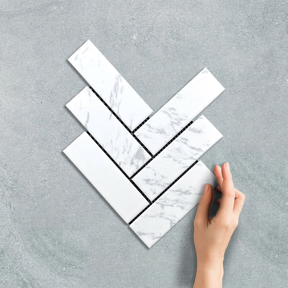HERRINGBONE XXL CARRARA - MOSAIC