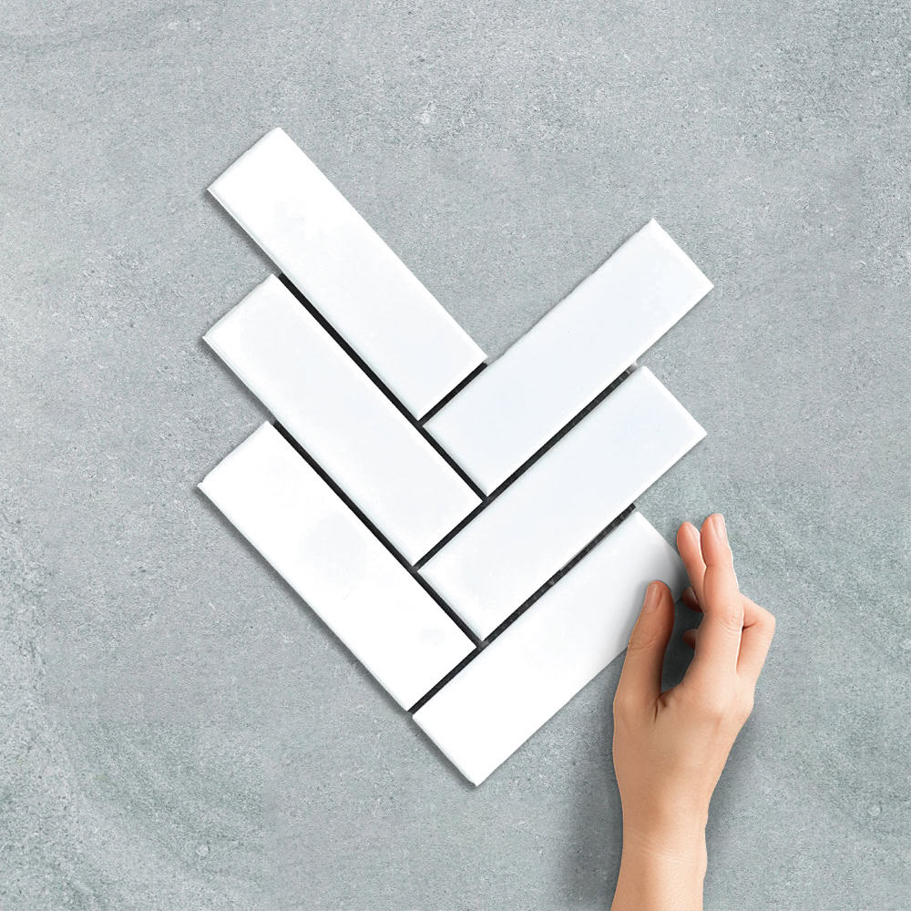 HERRINGBONE XXL WHITE - MOSAIC